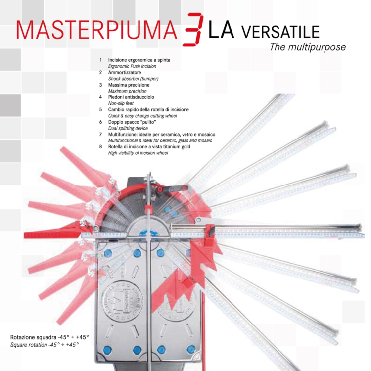 Tagliapiastrelle Manuale Montolit 43P BOX – Taglio Massimo 45 Cm, Per Ceramica, Gres E Monocottura Fino A 20 Mm