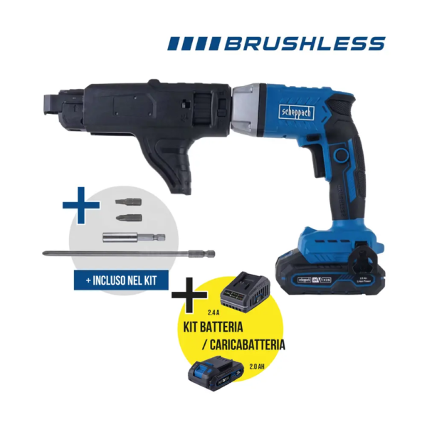Avvitatore a batteria per cartongesso 20v kit - bc-dwd400ms-x set s | scheppach